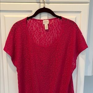 Chicos Lacey Pink Sleeveless Tie Top Size 2=12/14